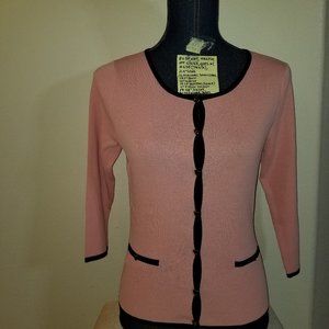 #634 NWT METHODE Black Pink Heart Button Cardigan